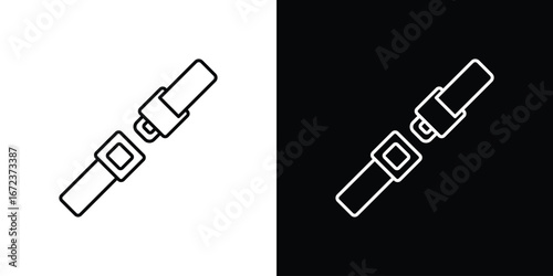 Car seat belt icon in editable stroke. EPS 10 vector illustration.