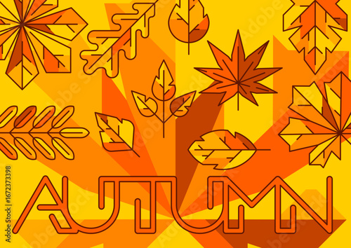 Background with autumn leaves. Illustration with various foliage.