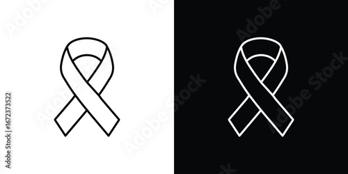 Cancer ribbon icon in editable stroke. EPS 10 vector illustration.