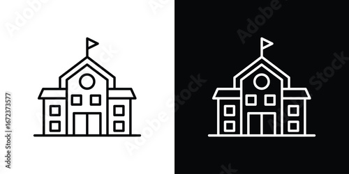 Campus icon in editable stroke. EPS 10 vector illustration.