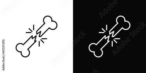 Broken bone icon in editable stroke. EPS 10 vector illustration.