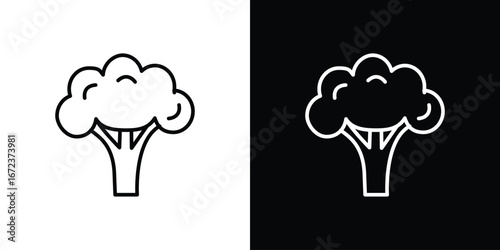 Broccoli icon in editable stroke. EPS 10 vector illustration.