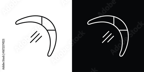 Boomerang icon in editable stroke. EPS 10 vector illustration.