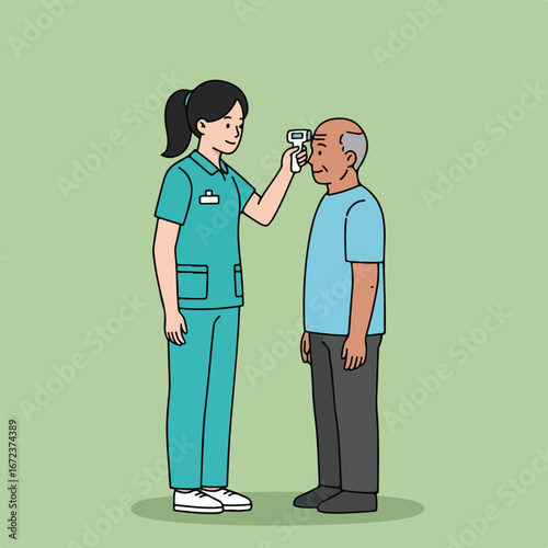 Nurse Checking Temperature of Patient Indoors