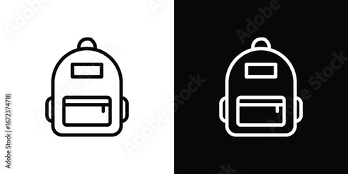 Backpack icon in editable stroke. EPS 10 vector illustration.