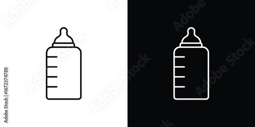 Baby milk bottle icon in editable stroke. EPS 10 vector illustration.