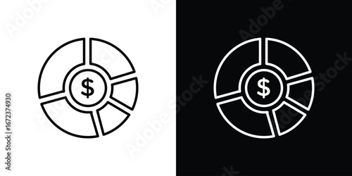 Asset allocation icon in editable stroke. EPS 10 vector illustration.