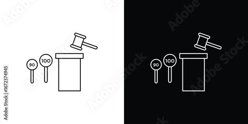 Auction icon in editable stroke. EPS 10 vector illustration.