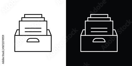 Archive icon in editable stroke. EPS 10 vector illustration.