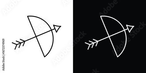Archery icon in editable stroke. EPS 10 vector illustration.