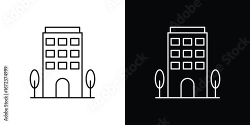 Apartment icon in editable stroke. EPS 10 vector illustration.
