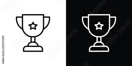 Achievement icon in editable stroke. EPS 10 vector illustration.