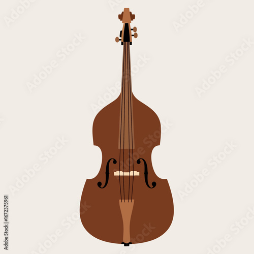 A brown upright bass on a light background.