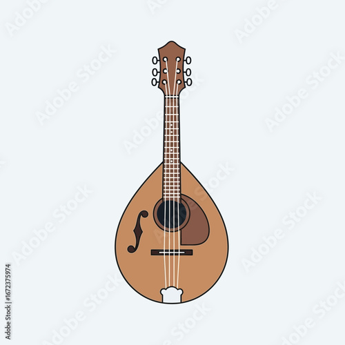 A stringed musical instrument with a pear-shaped body and fretted neck.