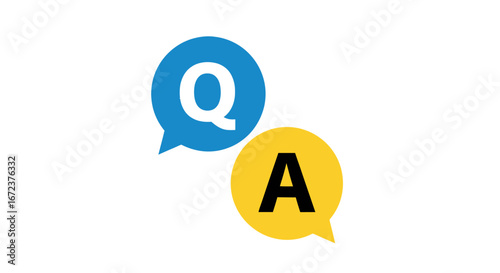 Blue and Yellow Q and A Speech Bubbles F