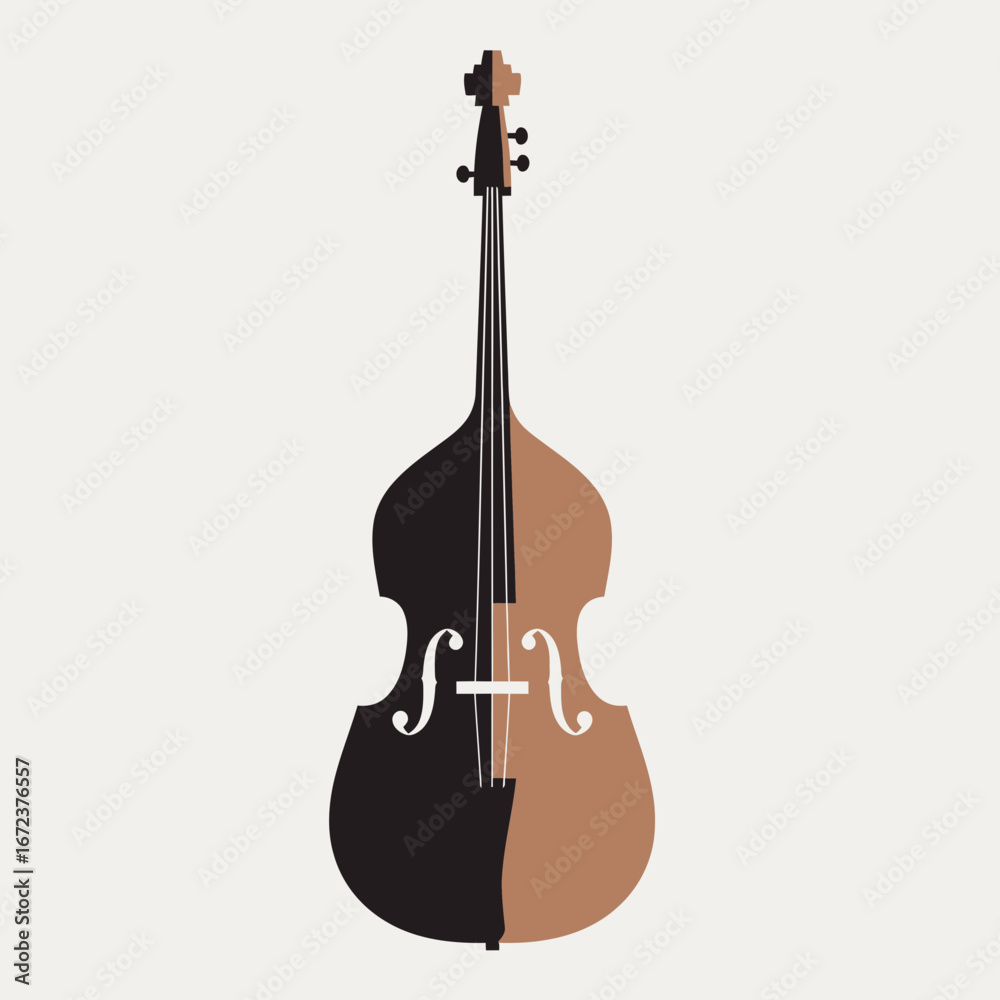 Fototapeta premium A stylized double bass against a plain background.