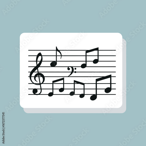 Musical notes on a staff with a treble clef.