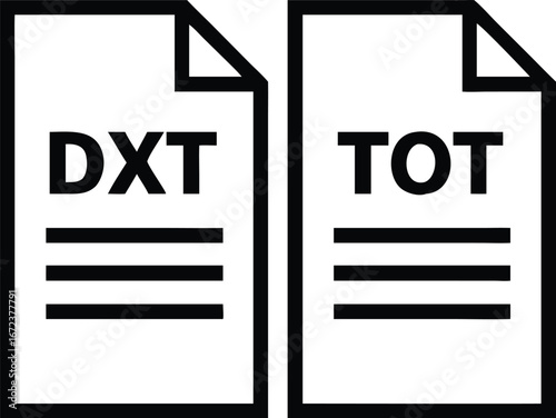 two document file icons with dxt and tot labels representing file formats