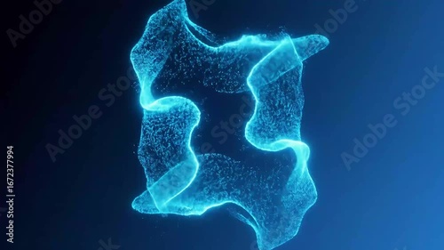 Abstract light blue shape on dark blue gradient background