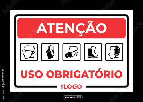 Placa informativa e de segurança