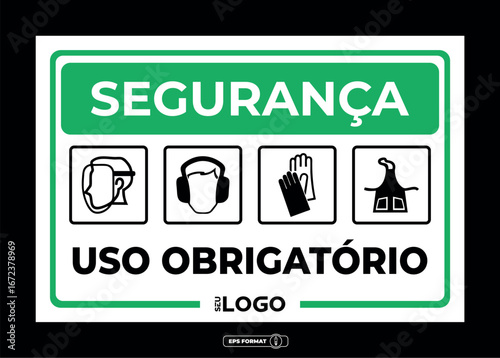 Placa informativa e de segurança