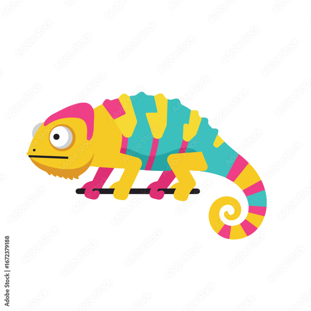 Fototapeta premium Chameleon Perching on a Branch in a Tropical Habitat