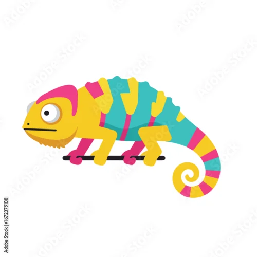 Obraz Chameleon Perching on a Branch in a Tropical Habitat