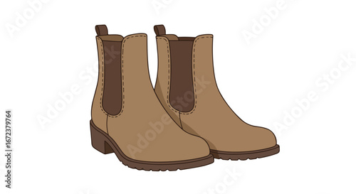 Illustrative Ankle Boots on White Background