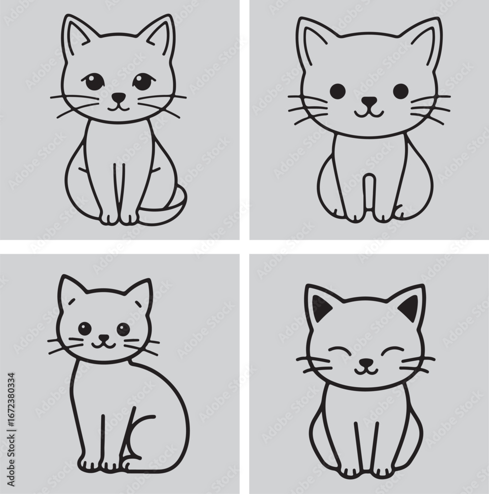 Fototapeta premium set of cute cats