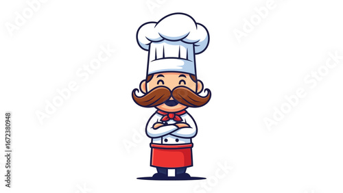 Chef's Culinary Excellence: A delightful chef embodies culinary mastery and cheerful demeanor in a whimsical illustration, personifying the art of gastronomy with style.