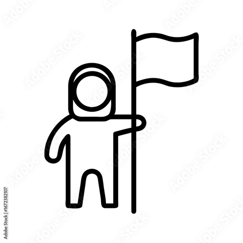 Astronaut Flag Icon for Space, Exploration, NASA, and Astronomy