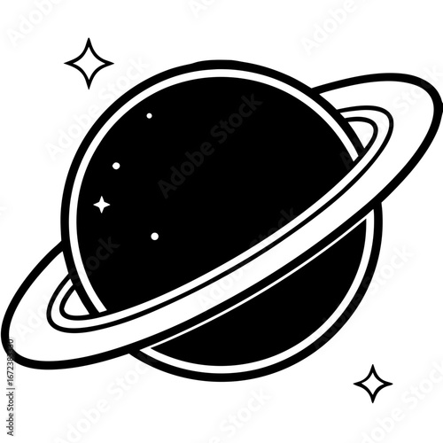 Planet Saturn Icon Silhouette