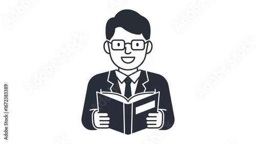 A Reading Professional: An illustration of a smart professional person engrossed in a book. The image conveys intellect, learning, and a love for reading. 