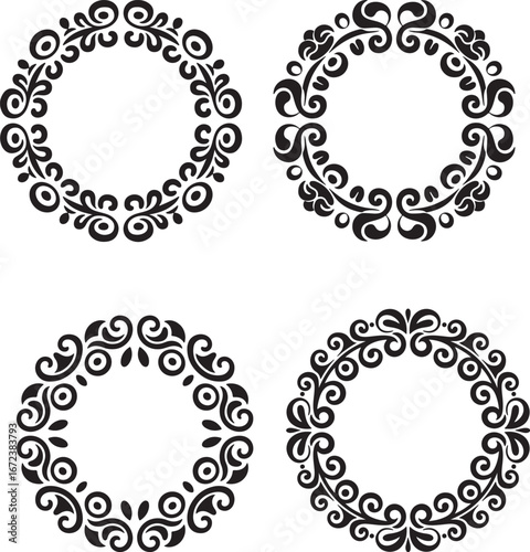 Vector set of decorative vintage frames and ornamental elements