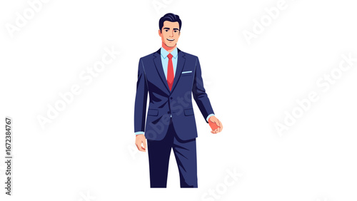 Sharp Dressed Man: A well-dressed man stands confidently, exuding charm in his tailored suit, against an empty space. His posture speaks volumes.