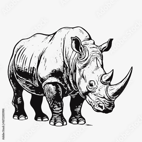 rhino isolated on white. Rhino Silhouette