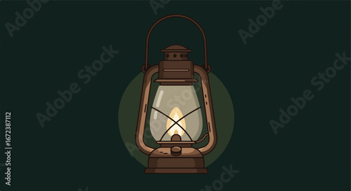 Lantern Illuminates Glowing Flame Against Dark Backdrop | Old-Fashioned Light