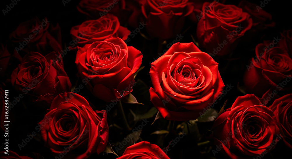 Obraz premium Deep Red Roses Floral Texture