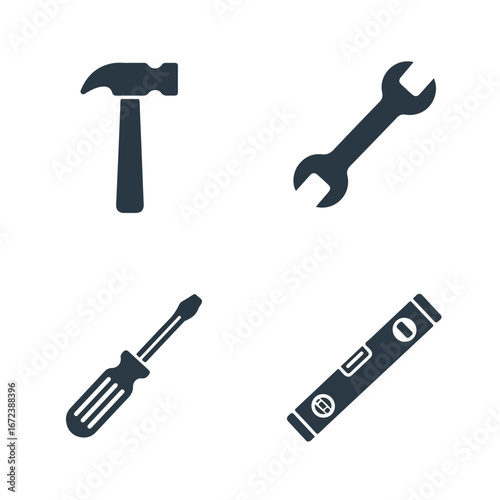 Illustrating DIY Tools Arranged on a White Backdrop for Construction Projects
