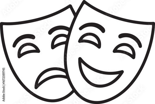 Classic comedy and tragedy theater masks symbol