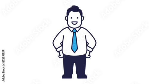 Cartoon Business Professional: A vibrant cartoon illustration of a confident business person, epitomizing corporate culture.