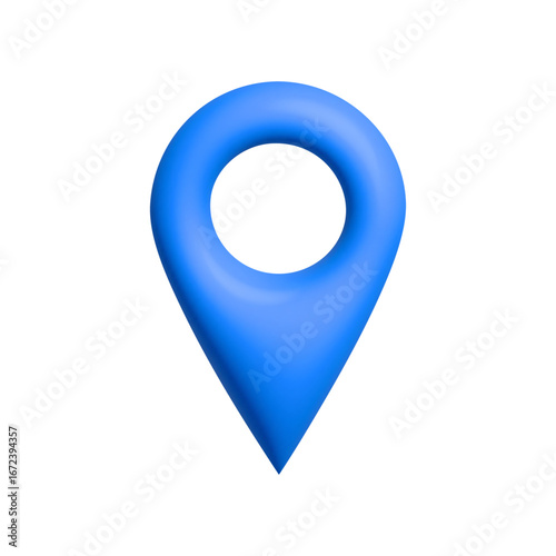 Free Download Smooth, bright blue pin icon with a hollow center, perfect for representing locations on digital maps. - GFXLoad