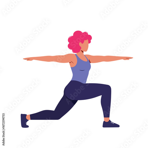 Woman Stretching in a Lunge Position Indoors