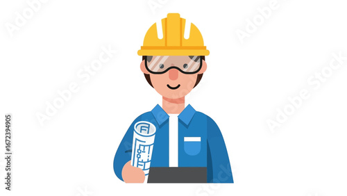 Construction Professional's Blueprint: An illustration features a construction professional, confidently holding a blueprint, embodying expertise and dedication within the construction industry. 