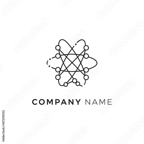 Abstract Atom Network Structure Logo Design.