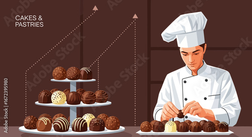A Professional Chef Crafting Exquisite Chocolate Treats for Culinary Presentation
