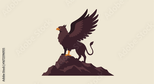 Griffin Standing Firmly on a Peak
