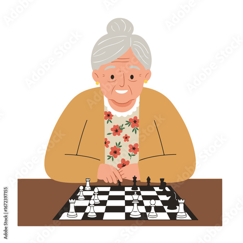 Woman Playing Chess on a Table Indoors