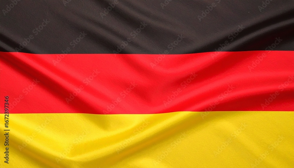 Naklejka premium German flag with horizontal black, red, and gold stripes, representing unity, democracy, and national heritage.