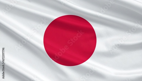 Minimalist Japanese flag with centered red sun on white background, symbolizing purity and national identity.